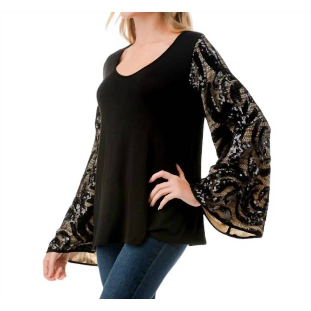 NEW VAVA lisa bell sleeve top in black taupe